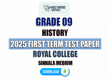 Royal College 2025 Grade 09 History 1st Term Test Paper