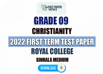 Royal College 2022 Grade 09 Christianity 1st Term Test Paper