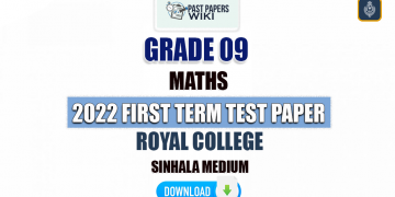 Royal College 2022 Grade 09 Maths 1st Term Test Paper