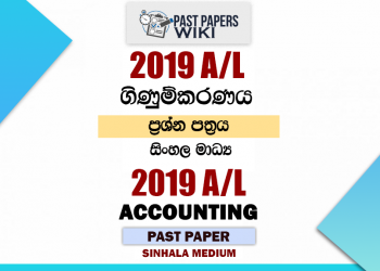 2019 A/L Accounting Past Paper (New) | Sinhala Medium