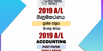 2019 A/L Accounting Past Paper (New) | Sinhala Medium