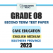 Southern Province 2023 Grade 08 Civic Education 2nd Term Test Paper | English Medium