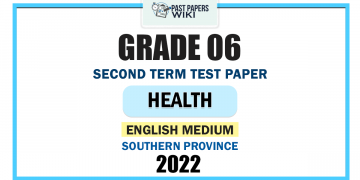 Southern Province 2022 Grade 06 Health 2nd Term Test Paper First Page