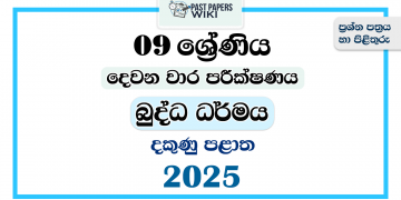 Southern Province 2025 Grade 09 Buddhism 2nd Term Test Paper