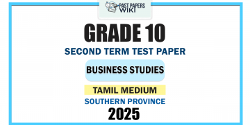 Tamil Medium 2025 Grade 10 Business Studies 2nd Term Test Paper | Southern Province