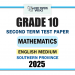 Southern Province 2025 Grade 10 Mathematics 2nd Term Test Paper | English Medium