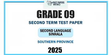 Southern Province 2025 Grade 09 Second Language Sinhala 2nd Term Test Paper