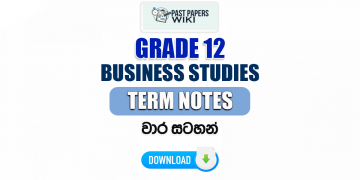 Grade 12 Business Studies Term Notes | වාර සටහන්