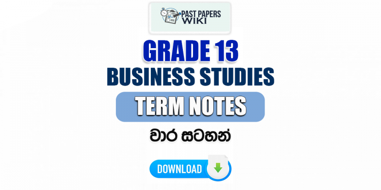 Grade 13 Business Studies Term Notes | වාර සටහන්