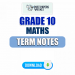 Grade 10 Maths Term Notes | English Medium