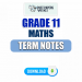 Grade 11 Maths Term Notes | English Medium