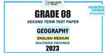 English Medium 2023 Grade 08 Geography 2nd Term Test Paper | Southern Province