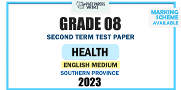 English Medium 2023 Grade 08 Health 2nd Term Test Paper | Southern Province