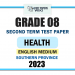 English Medium 2023 Grade 08 Health 2nd Term Test Paper | Southern Province