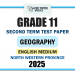 English Medium 2025 Grade 11 Geography 2nd Term Test Paper | North Western Province
