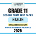 English Medium 2025 Grade 11 Health 2nd Term Test Paper | North Western Province