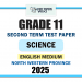 English Medium 2025 Grade 11 Science 2nd Term Test Paper | North Western Province