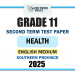 Southern Province 2025 Grade 11 Health 2nd Term Test Paper | English Medium