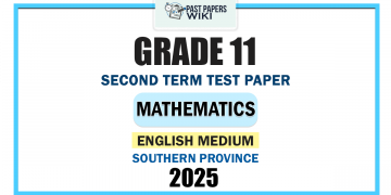 Southern Province 2025 Grade 11 Mathematics 2nd Term Test Paper | English Medium