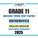 Southern Province 2025 Grade 11 Mathematics 2nd Term Test Paper | English Medium