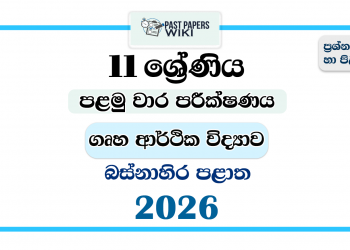 Western Province 2026 Grade 11 Home Economics 1st Term Test Paper