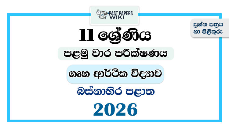 Western Province 2026 Grade 11 Home Economics 1st Term Test Paper