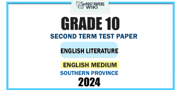English Medium 2024 Grade 10 English Literature 2nd Term Test Paper | Southern Province