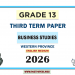 English Medium Grade 13 Business Studies 3rd Term Test Paper 2026 | Western Province