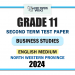 English Medium 2024 Grade 11 Business Studies 2nd Term Test Paper | North Western Province