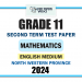 English Medium 2024 Grade 11 Mathematics 2nd Term Test Paper | North Western Province