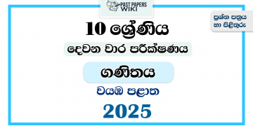 2025 Grade 10 Mathematics 2nd Term Test Paper | North Western Province