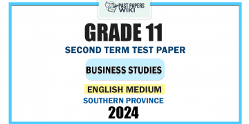 English Medium 2024 Grade 11 Business Studies 2nd Term Test Paper | Southern Province