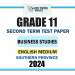 English Medium 2024 Grade 11 Business Studies 2nd Term Test Paper | Southern Province