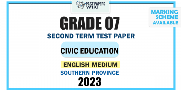 English Medium 2023 Grade 07 Civic Education 2nd Term Test Paper | Southern Province