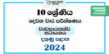 2024 Grade 10 Entrepreneurship Studies 2nd Term Test Paper | Southern Province