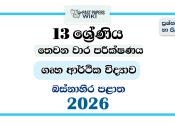Grade 13 Home Economics 3rd Term Test Paper 2026 | Western Province