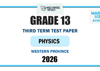 Grade 13 Physics 3rd Term Test Paper 2026(English Medium) | Western Province