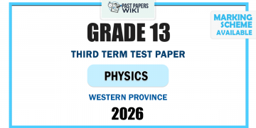 Grade 13 Physics 3rd Term Test Paper 2026(English Medium) | Western Province