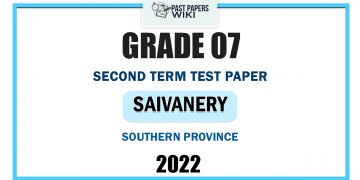2022 Grade 07 Saivanery 2nd Term Test Paper | Southern Province