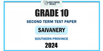 2024 Grade 10 Saivanery 2nd Term Test Paper | Southern Province