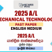 2025 A/L Mechanical Technology Past Paper | English Medium