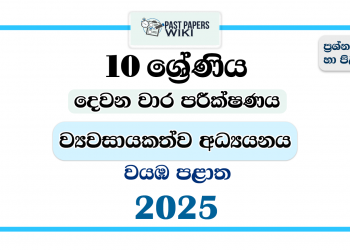 North Western Province 2025 Grade 10 Entrepreneurship Studies 2nd Term Test Paper