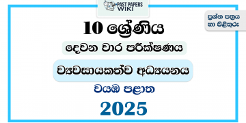 North Western Province 2025 Grade 10 Entrepreneurship Studies 2nd Term Test Paper