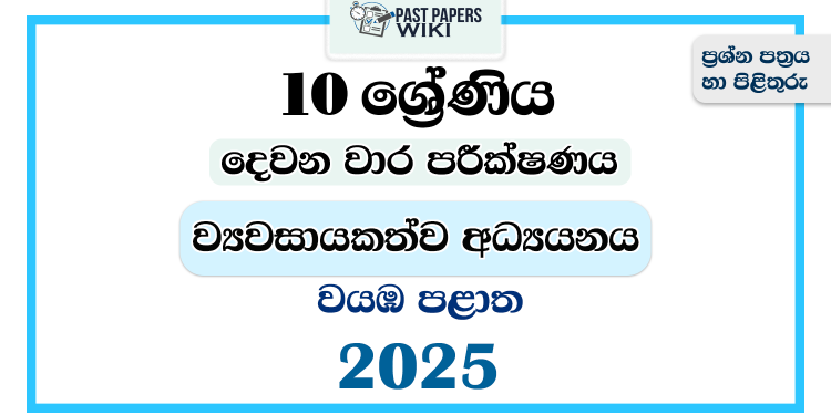 North Western Province 2025 Grade 10 Entrepreneurship Studies 2nd Term Test Paper