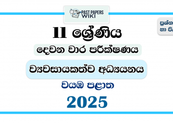 North Western Province 2025 Grade 11 Entrepreneurship Studies 2nd Term Test Paper