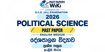 2026 A/L Political Science Past Paper English Medium