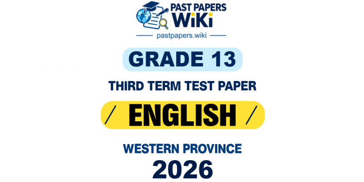 2026 Grade 13 English 3rd Term Test Paper | Western Province