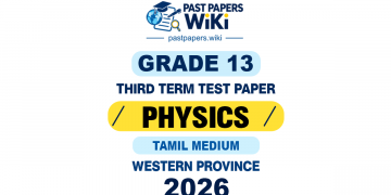 Western Province 2026 Grade 13 Physics 3rd Term Test Paper | Tamil Medium